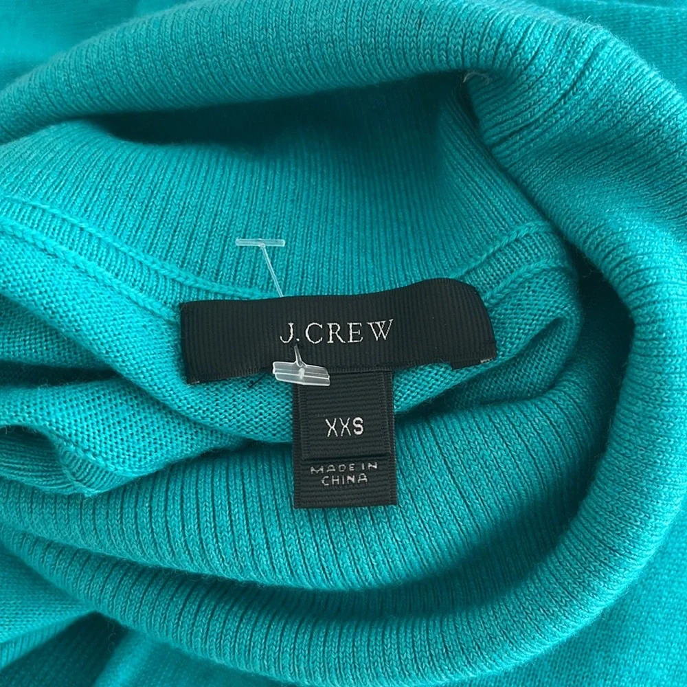NWOT J. Crew Teal Green Merino Wool Turtleneck Sweater